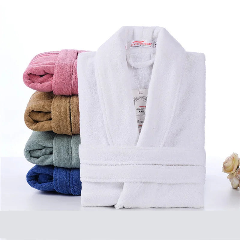 100% Cotton Robe Toweling Terry Robe Unisex lovers Soft Bath Robe Men And Women Nightrobe Sleepwear Male Casual Home Bathrobe